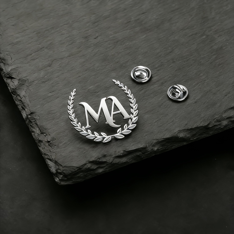 Brooch Pin Gold - Personalisierte Goldene Lorbeerkranz-Brosche mit Initialen, Benutzerdefiniertes