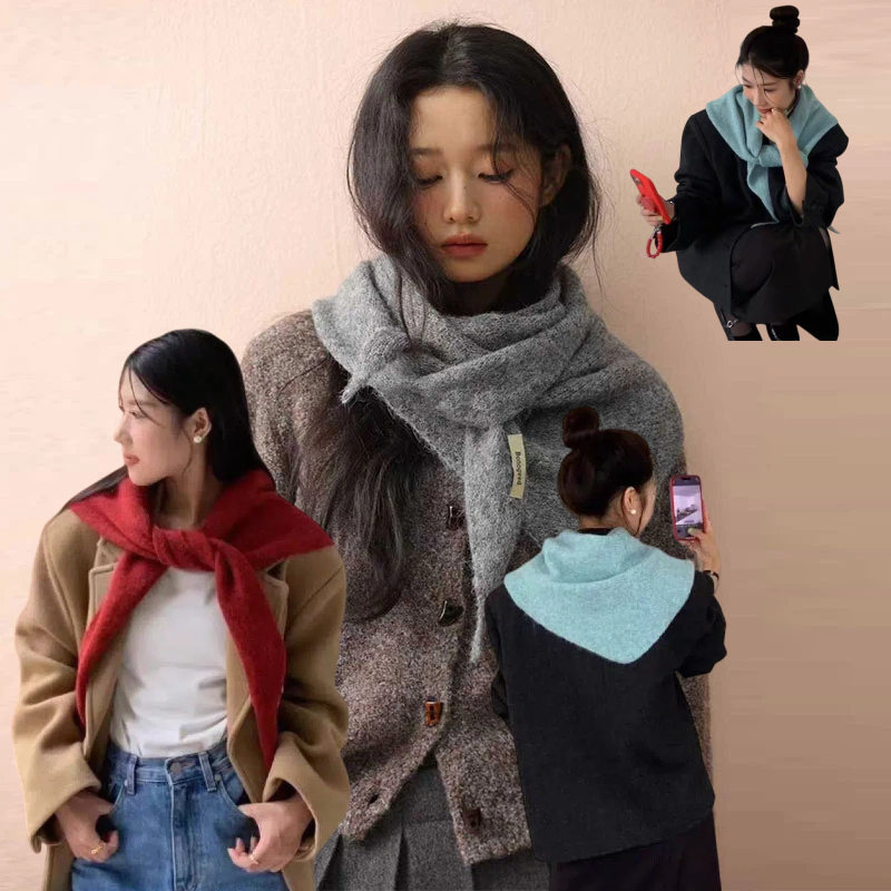 Women'S Korean Accessories - Koreanische Wolle Gestrickte Dreieck Schal Winter