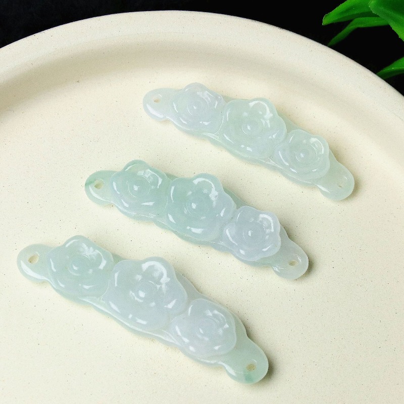 Women Accessories Gift - 1 Stück Natürlicher Jadeit Smaragd Blumen-Handkarte