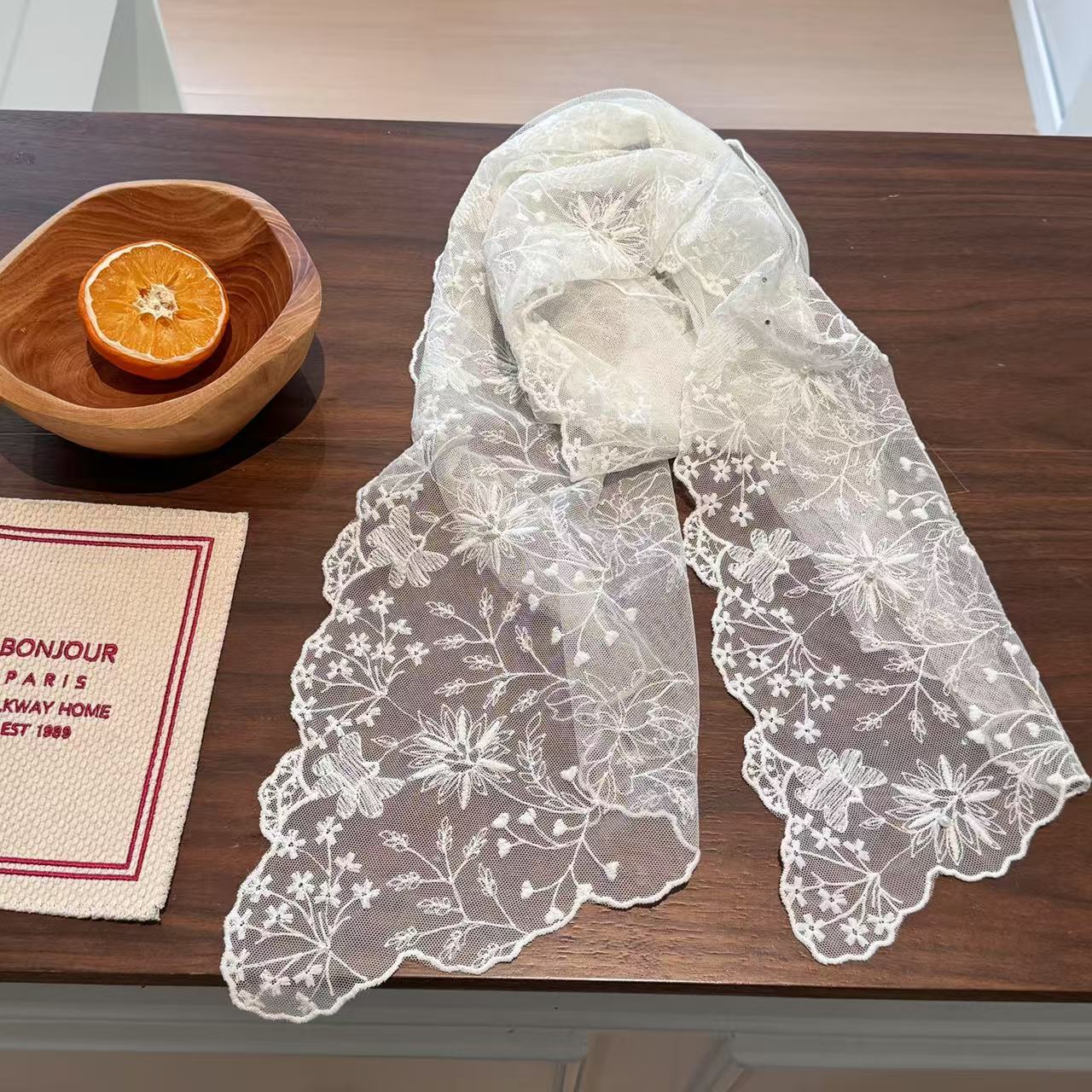 Women'S Korean Accessories - Eleganter Perlen-Spitzen-Langschal für Damen im koreanischen