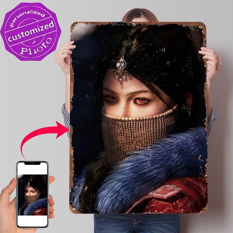 Women Accessories Poster - Mysteriöse Frau mit roten Augen, Weißblechposter,