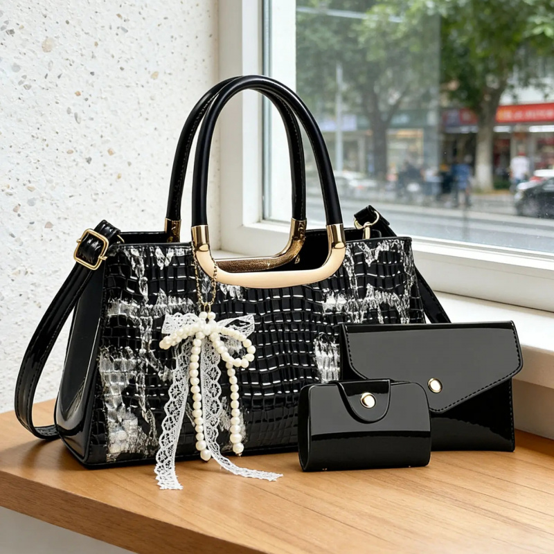 Women Accessories Gift - Damen-Handtaschen-Set, Abendclutch mit Krokodilmuster, Party-Umhängetaschen, Hochwertige