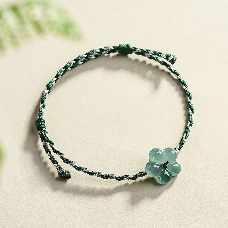 Women Accessories Gift - Burmesisches Jadeit-Blumenarmband, natürlicher Jade-Charm, Modeaccessoires, Vintage-Geschenke