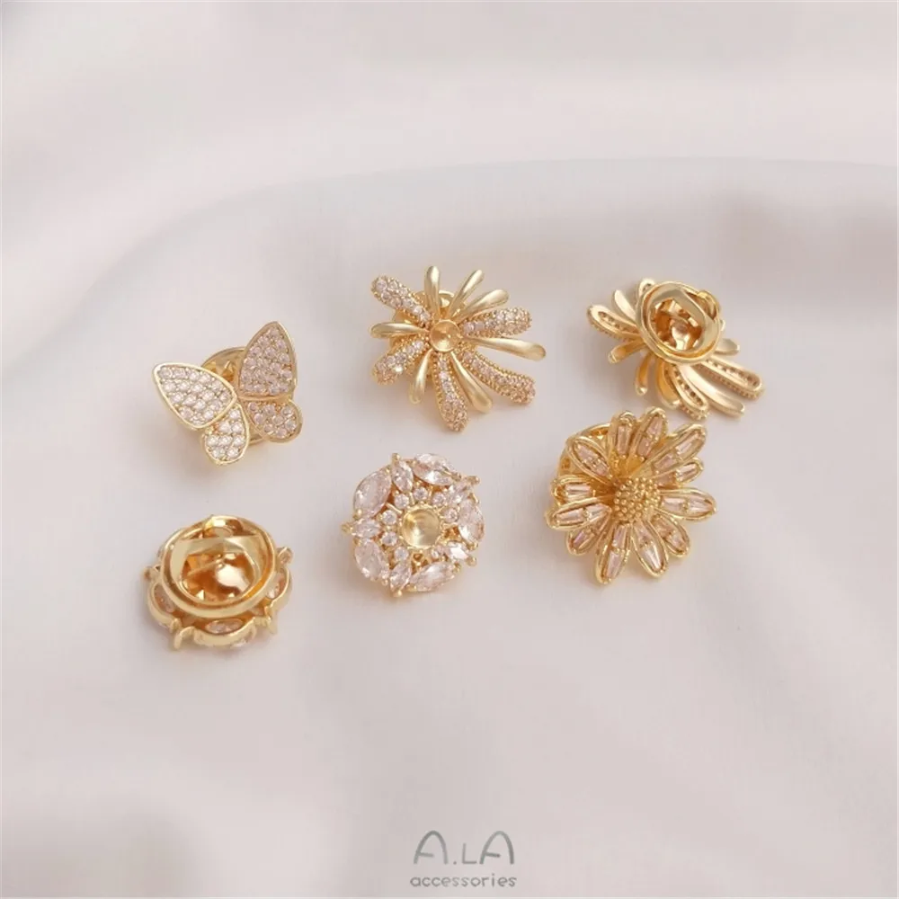 14K vergoldete Micro-Intarsien – Brooch Pin Gold Bewertung und Preis